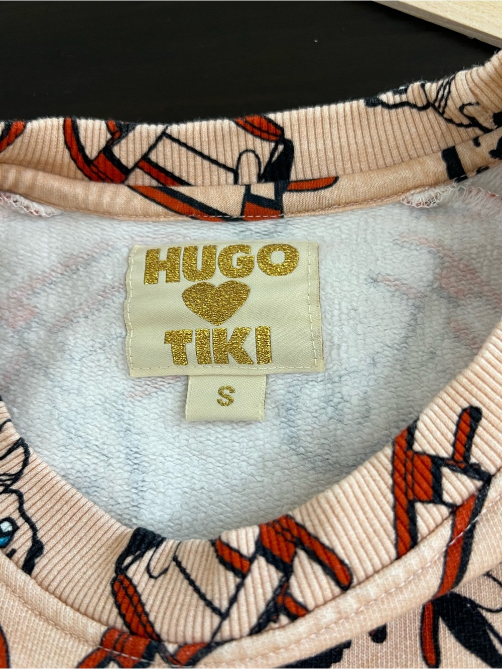 HUGO Loves TIKI Pink Crewneck Long Sleeve Top with Rocking Horse Print - Picture 3 of 6